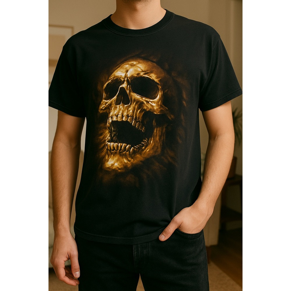 Y2K Skull Graphic Shirt Men's‎ Black Tee Goth Emo Grunge Horror Graphic Size M